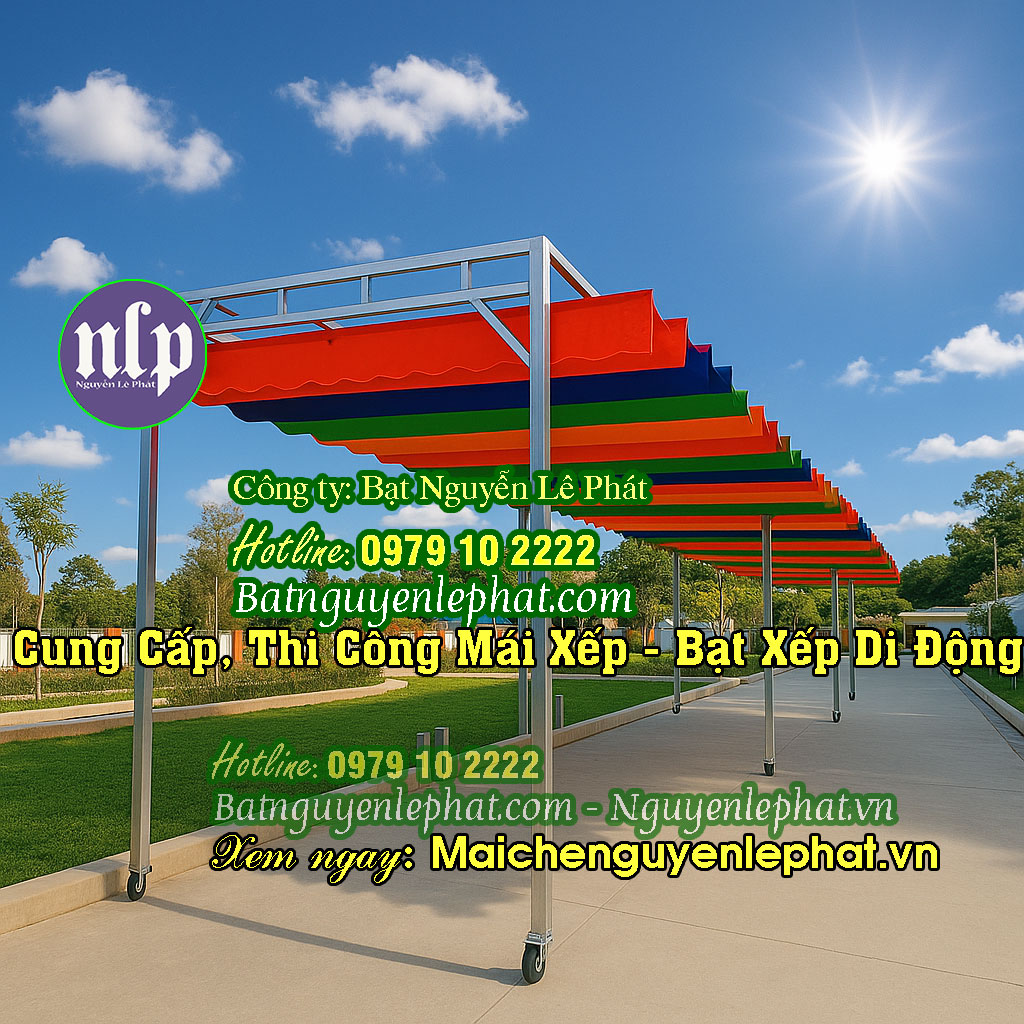 Mái hiên mái che xếp có bánh xe Mái hiên mái che xếp có bánh xe
